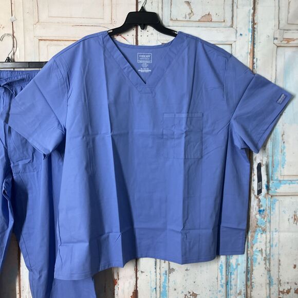 Cherokee Unisex Scrub Suit Blue Pants and Top Size 4XL WW644 NWT - Picture 2 of 16